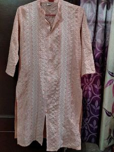 Peach Chikankari Kurta