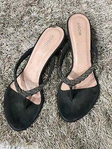 Sparkly Black Flip Flops