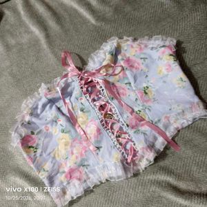 382510. Floral Lace-Up Tube Top