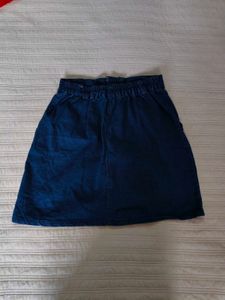 Denim Mini Skirt with Floral Embroidery