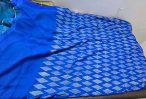 Elegant Blue Saree with Geometric Print blouse