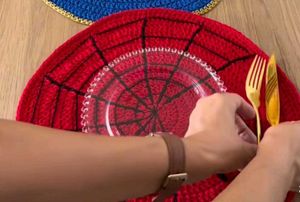Spider-Man Crochet Placemat with Spider Applique