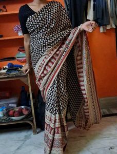 kalamkari ajrakh print cotton saree