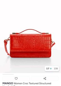 Chic Red Croc Textured Handbag