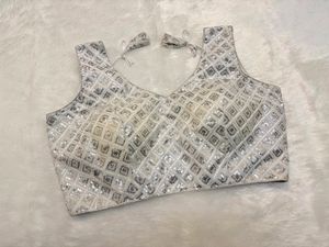 Sparkling Silver Sequin Blouse
