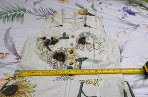 Sunflower Print Sleeveless Utility Romper