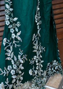 Elegant Green Kurta with Silver Embellishments