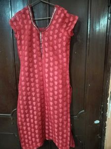 Red Net Kurti