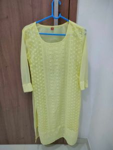 Yellow Chikankari Kurti