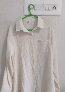 Cream Oversized Button-Up Shirt