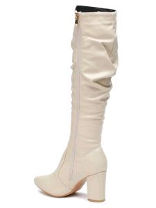 Cream Knee-High Boots