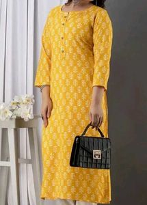 152.Bright Yellow Printed Kurta
