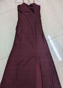 Sparkly Maroon Strappy Midi Dress