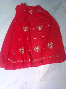 Red Embroidered Saree Fabric
