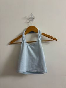 powder Blue Ribbed Halter Top