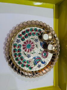 Decorative Peacock Design Pooja Thali new wdttag