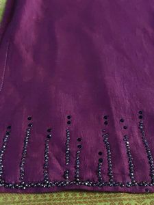 Elegant Embroidered Purple Kurta