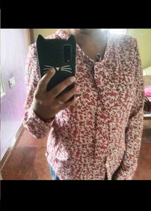 Floral Print Tie Neck Blouse