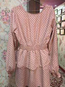 Pink Polka Dot Ruffle Dress
