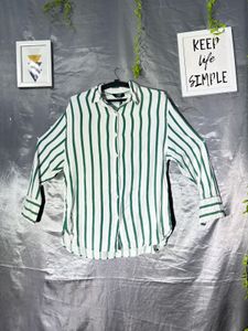 Barshika Green Striped Button-Up Shirt