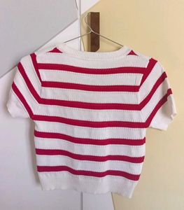Striped Cropped Knit Top