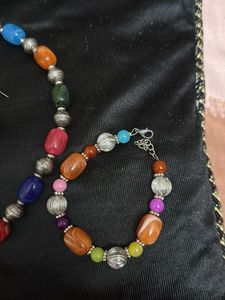 Colorful Beaded Jewelery Set With Bracelet