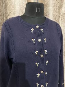 Imported Navy blue embroidered cardigan