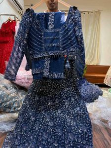 💙Royal Blue Beads Work Cocktail Night Lehga💙