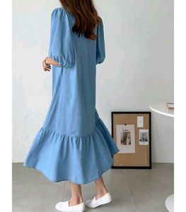 Denim Button-Down Maxi Dress
