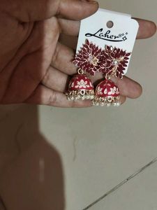 Magenta pink Jhumka Earrings