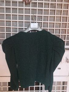 Sparkly Green Puff Sleeve Top