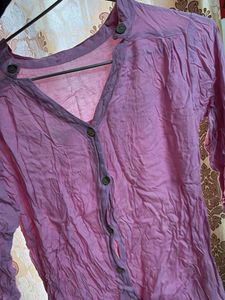 Pink Button-Down Long Sleeve Top