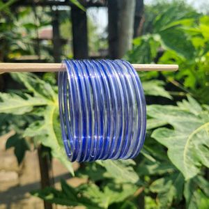 Set of Blue Transparent Glass Bangles