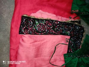 Double shade designer saree with contrast blouse