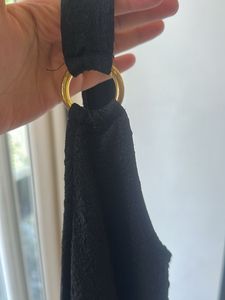 Black Textured Bodysuit with Gold Hardware