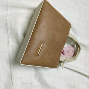 Stylish Brown &amp; Cream Clutch Bag