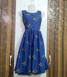 Blue Fit &amp; Flare Dress
