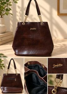 Stylish Brown Croc-Embossed Handbag
