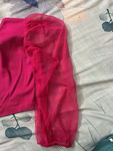 Pink one shoulder crop top