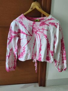 Pink Tie-Dye Cropped Long Sleeve