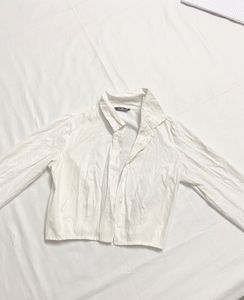 White Cropped Shirt