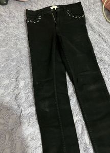 Mango Black Jeans with Eyelet Detail