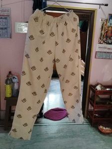 235.Cream Printed Palazzo Pants