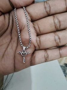 Winged Heart Key Necklace