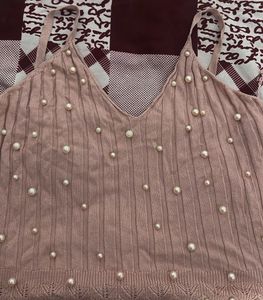 Pink Pearl Embellished Cami Top
