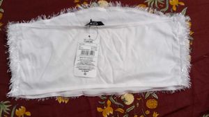 M size White Faux Fur Bandeau Top