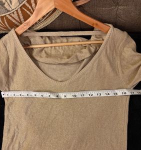 Elegant Gold shimmery V Neck Top