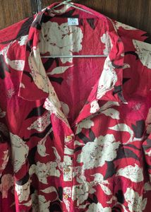 Chic Red Floral Tiered Midi Dress