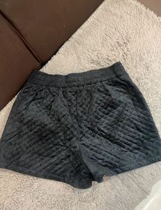 Black Quilted Velvet Shorts