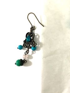 Sea green Turquoise Delicate Pendant Earring Oxidi